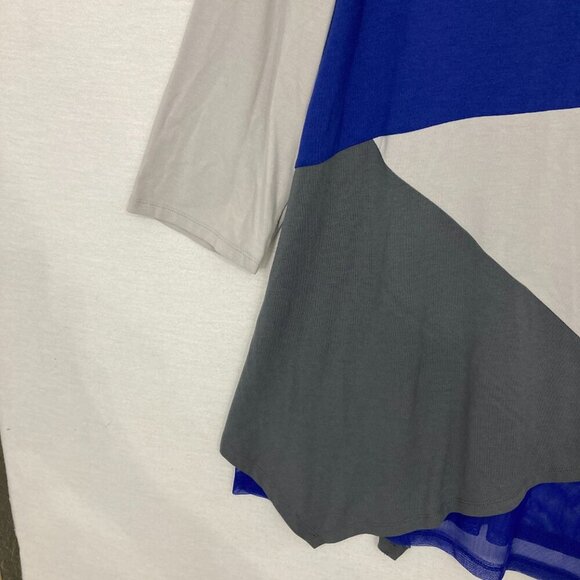 By JJ Blue Gray Color Block Ultra Soft Stretch Asymmetric Artsy Tunic XL - Picture 4 of 10